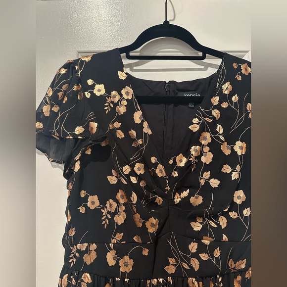 Kensie Black Maxi Dress with Rose Gold Flowers